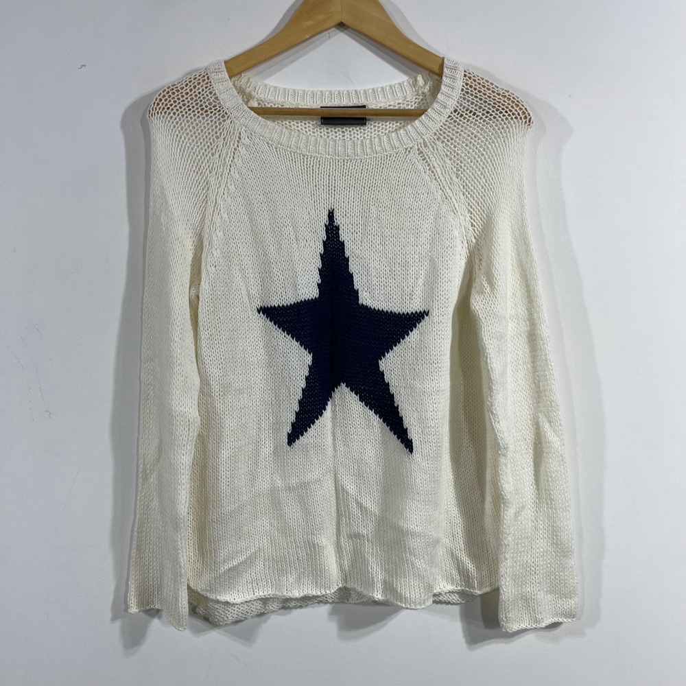 Wooden Ships Preppy Fisherman Boho Star Open Knit Sweater XS/S Cottagecore